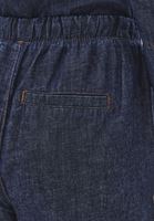 Bayan Lacivert Keten Karışımlı Wide-Leg Pantolon