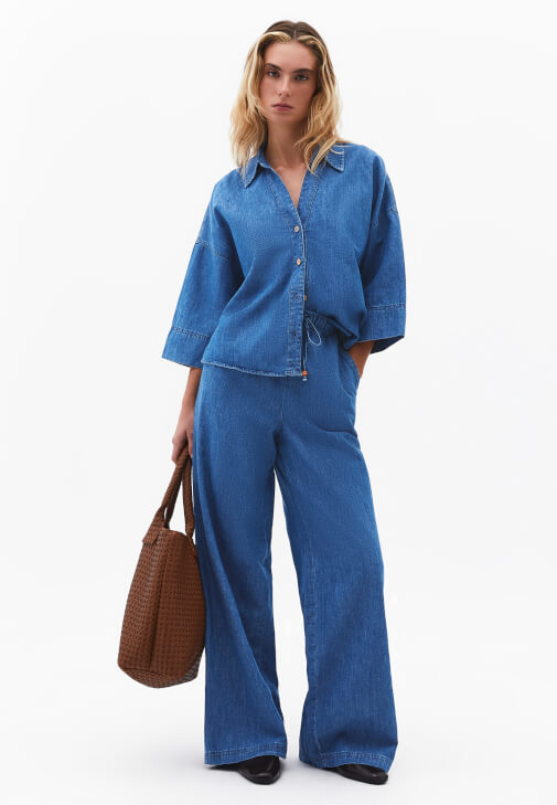  Keten Pantolon ve Oversize Gömlek Kombini