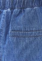 Bayan Mavi Keten Karışımlı Wide-Leg Pantolon