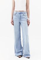 Bayan Mavi Wide-Leg Denim Pantolon