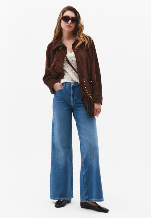  Wide-Leg Denim Pantolon