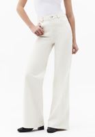 Bayan Bej Yüksek Bel Wide-Leg Pantolon