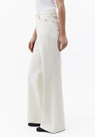 Bayan Bej Yüksek Bel Wide-Leg Pantolon