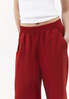 Bayan Kırmızı Yüksek Bel Culotte Pantolon